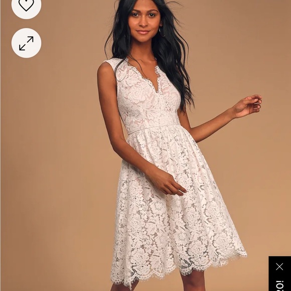 Lulus Dresses & Skirts - Lulus Love Swept White Lace midi skater dress with pockets NWT Brides